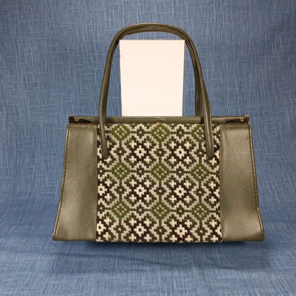 1960's Olive with Welsh Fabric Structured Purse - Picture 4 of 9